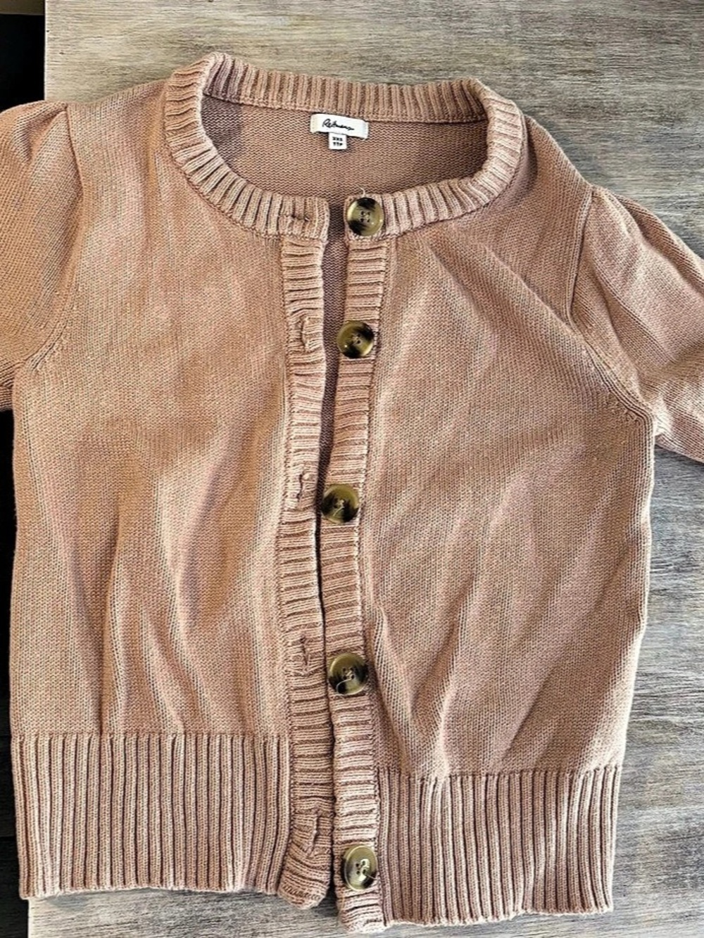 Reitmans Short-Sleeve Crew-Neck Cardigan Pink
